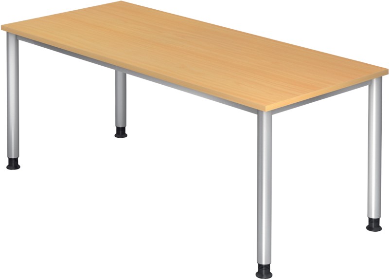 Hammerbacher Höhenverstellbarer Schreibtisch Buche Melamin Silberner T-Fuß 1.800 x 800 x 760 mm Mit Aufbau