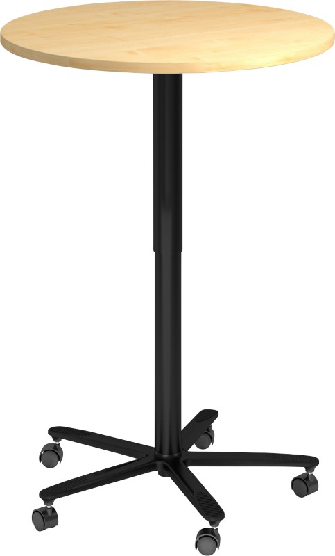 Hammerbacher VST Höhenverstellbar Stehtisch Ahorn Drehkreuz aus Metall 800 (B) x 800 (T) x 1.140 (H) mm Spanplatte, Kuns...