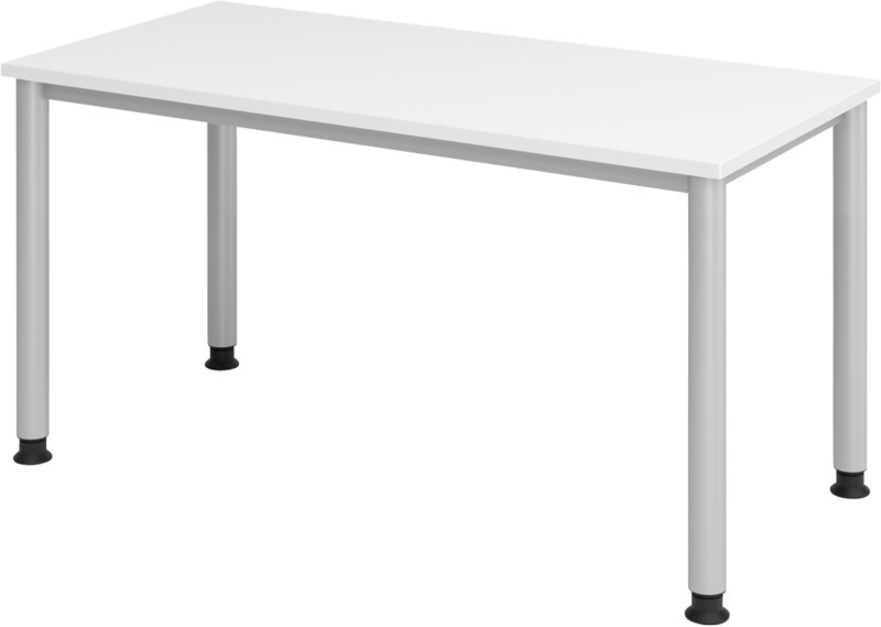Hammerbacher VHS Höhenverstellbar Schreibtisch Weiß 4 Metallfüße 1.400 (B) x 672 (T) x 810 (H) mm Spanplatte, Stahl