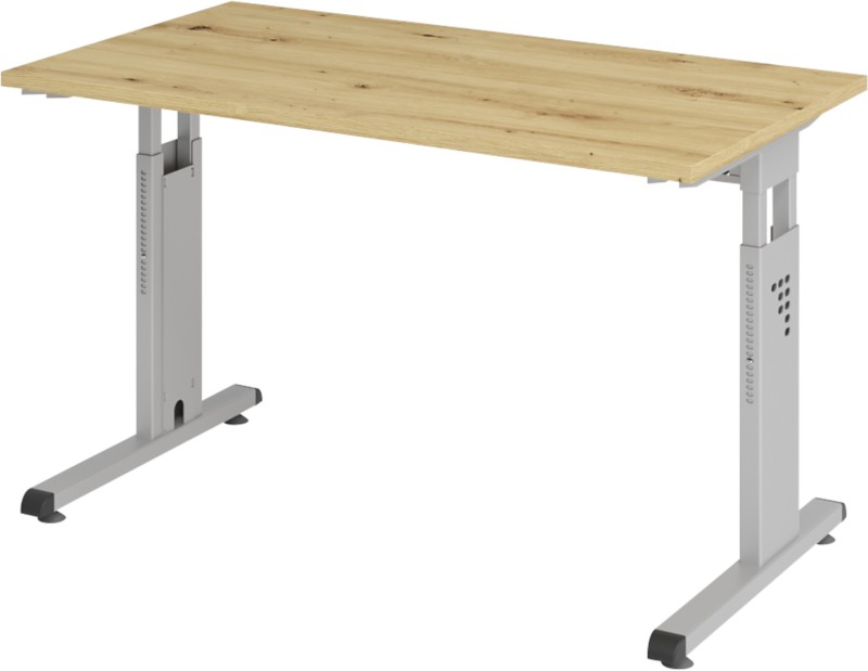 Hammerbacher VOS Höhenverstellbar Schreibtisch Eiche Eiche C-Fuß 1.200 (B) x 672 (T) x 850 (H) mm Spanplatte, Stahl