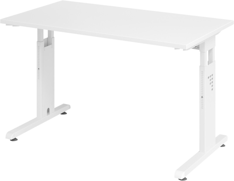 Hammerbacher VOS Höhenverstellbar Schreibtisch Weiß C-Fuß 1.200 (B) x 672 (T) x 850 (H) mm Spanplatte, Stahl