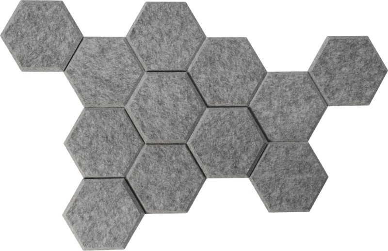 Hammerbacher Akustik-Wandelemente Sechseckform Fleece Grau 170 x 160 x 150 mm