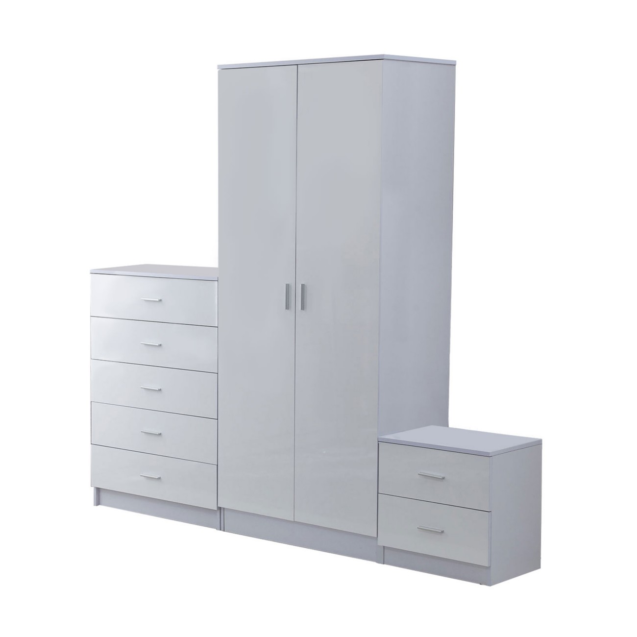 Homcom 3Pc Bedroom Furniture Set | Wardrobe, Chest Of Drawers & Nightstand - Image 5