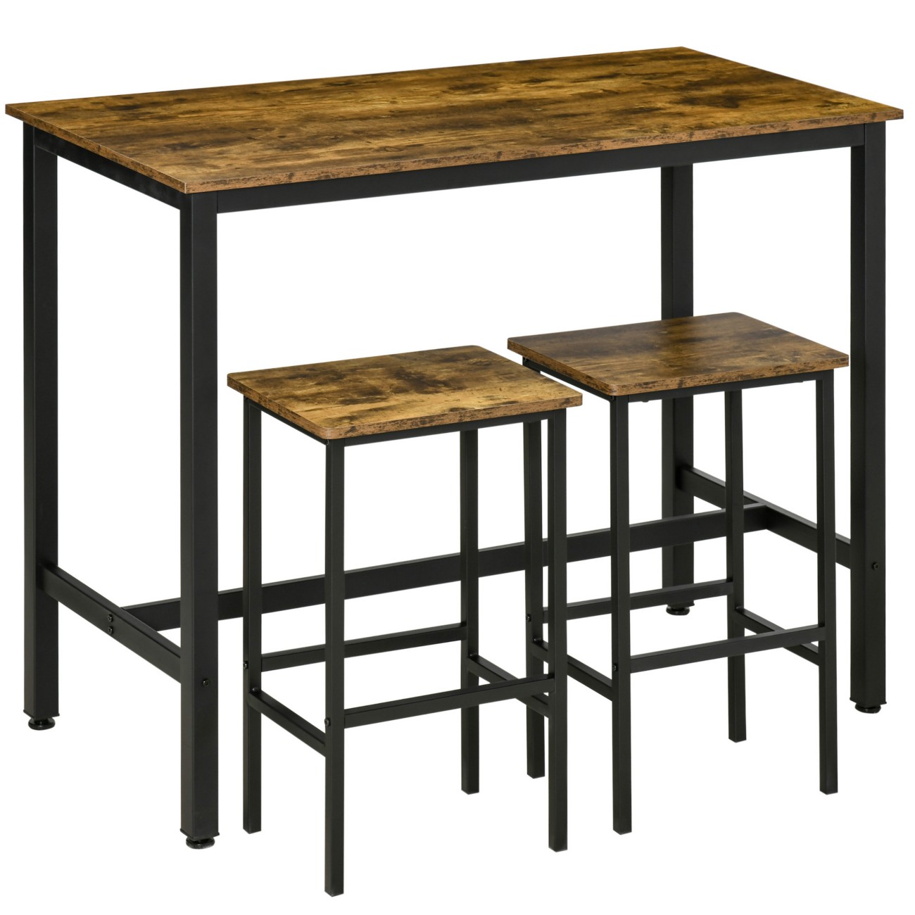 B&Q -  3-Piece Industrial Bar Table SetTable And 2 Chairs Rustic Brown - Image 11