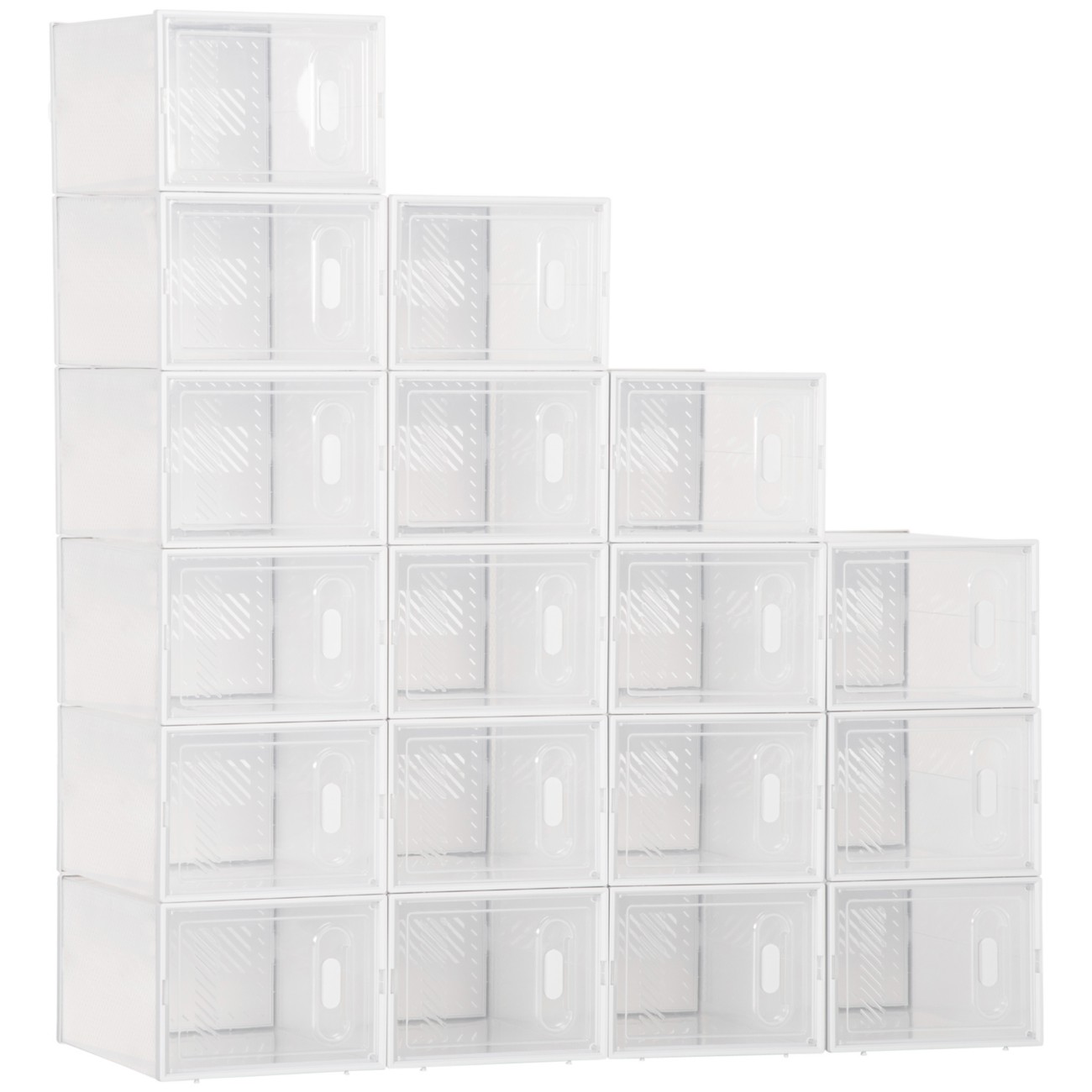 HOMCOM 18 Pieces Stackable Shoe Box Clear Plastic Shoe Storage Box - Image 8