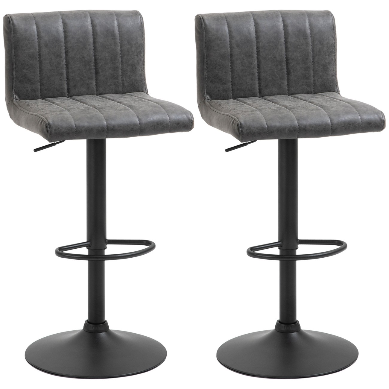 Bobobiy Grey Adjustable Barstools Set Of 2, Swivel Counter Bar Chairs, Bar Stools With Footrest, Pu Leather, Gas Lift, - Image 9