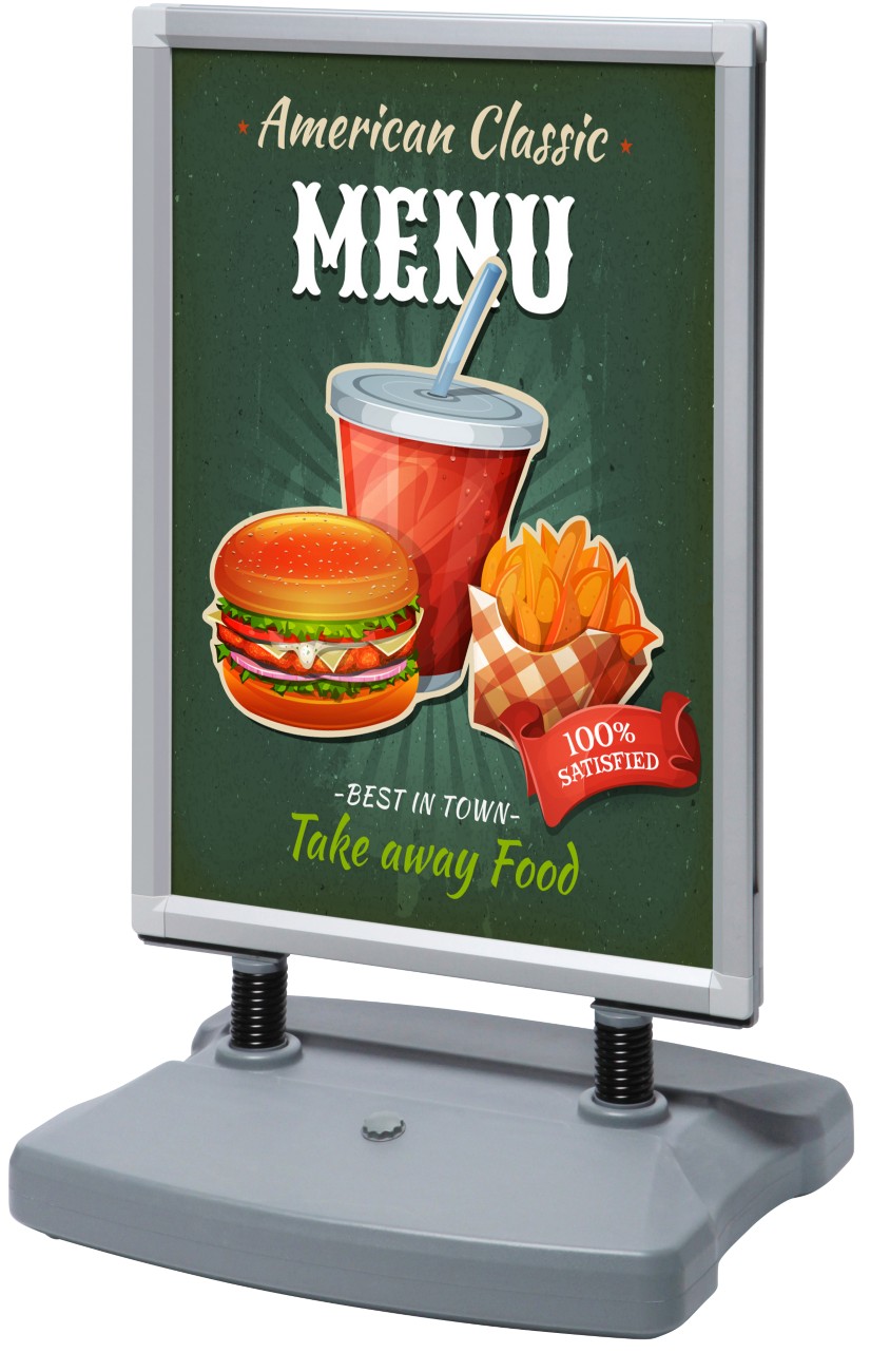 SHOWDOWN Windtalker City Kundenstopper DIN A1 Aluminium Silber