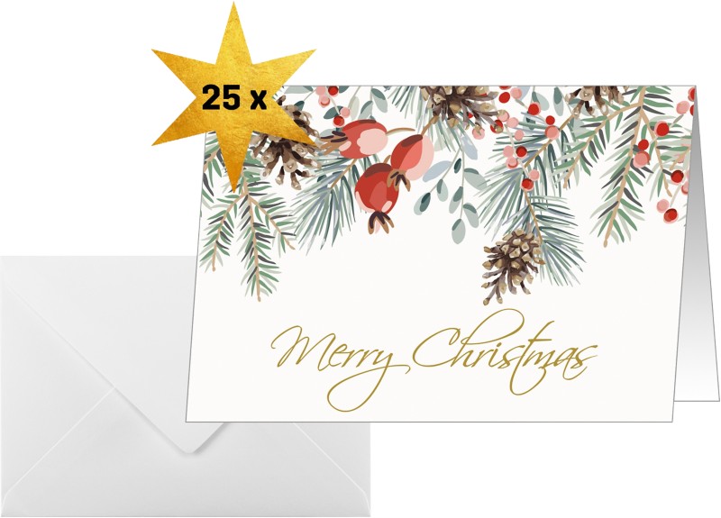 Sigel Weihnachtskarte 21,1 x 15,1 cm Grün, Rot 25 Stück