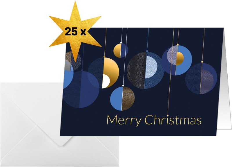 Thumbnail - Sigel Weihnachtskarte 21,1 x 15,1 cm Blau, Gold 25 Stück