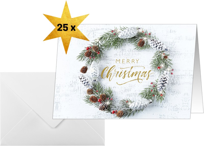 Sigel Weihnachtskarte DIN A6 250 g/m² Grün, Weiß 21,1 x 2 x 15,1 cm 25 Stück