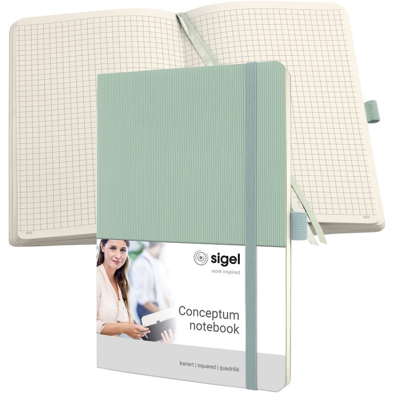 Thumbnail - Sigel Conceptum Notizbuch DIN A5 Kariert Seitlich gebunden Kunststoff Softcover Mint Grün Perforiert 194 Seiten