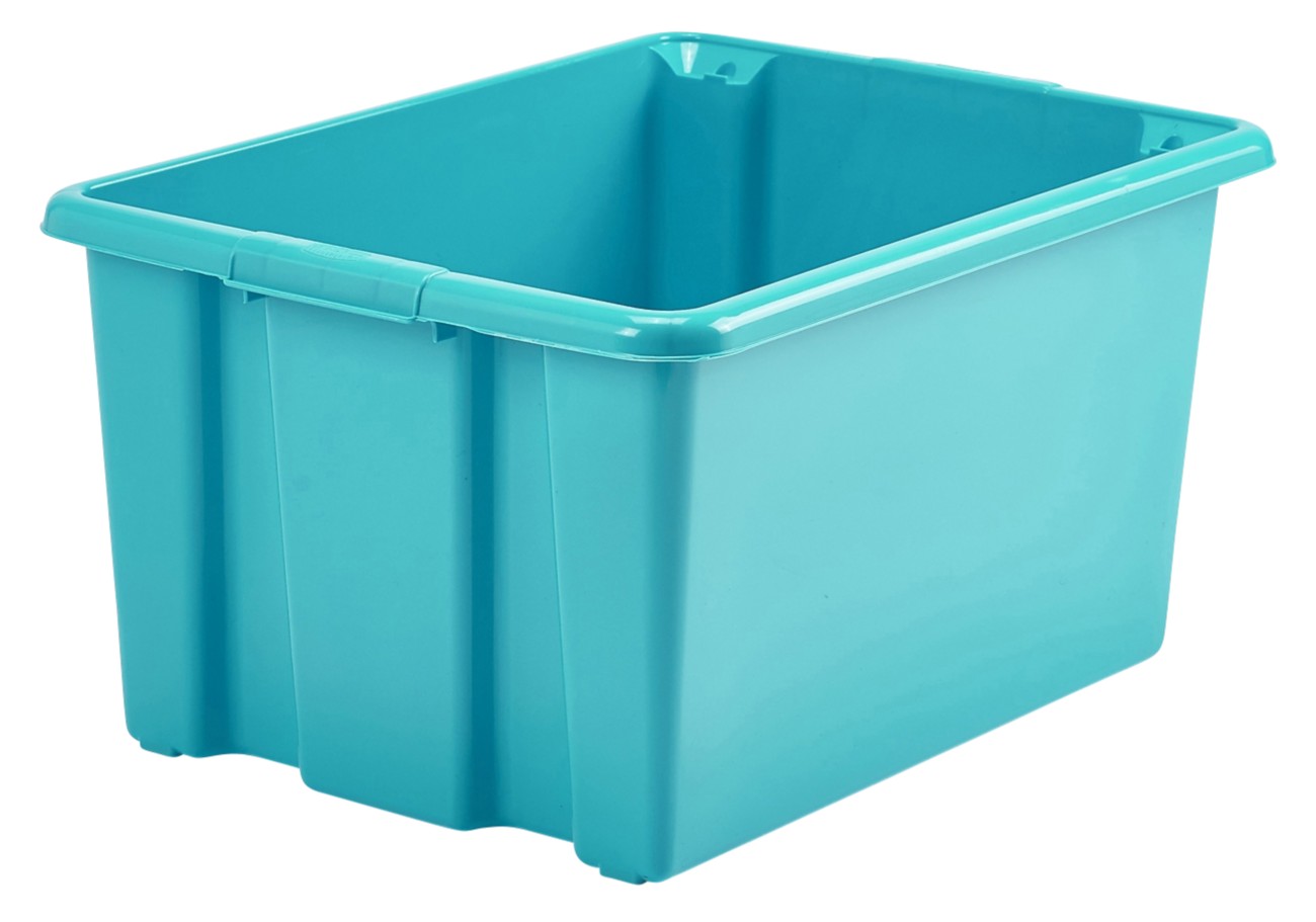 Whitefurze Stack&Store Pp (Polypropylene) Storage Box 14 L Teal 40 X 28 X 20 Cm