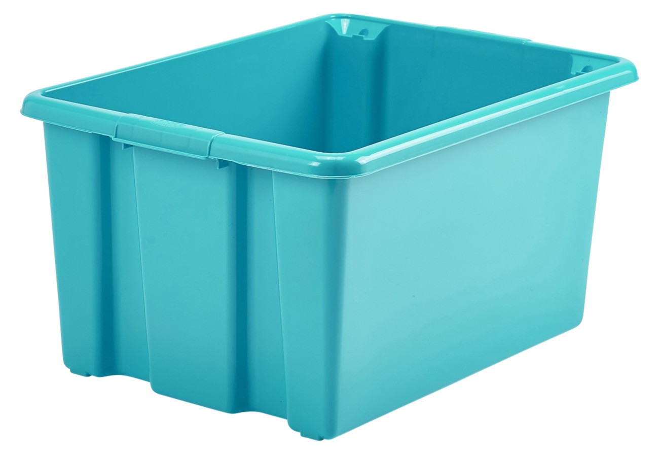 Whitefurze Stack&Store Pp (Polypropylene) Storage Box 32 L Teal 50 X 35 X 25 Cm
