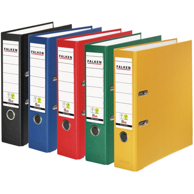 Thumbnail - Falken Breit Ordner DIN A4 80 mm Farbig sortiert 15035880 Kunststoff 10 Stück