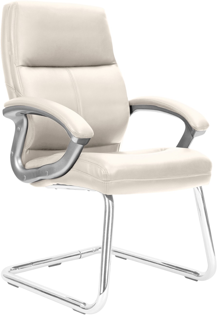 Greenwich PU Visitor Office Chair - Cream - Image 4