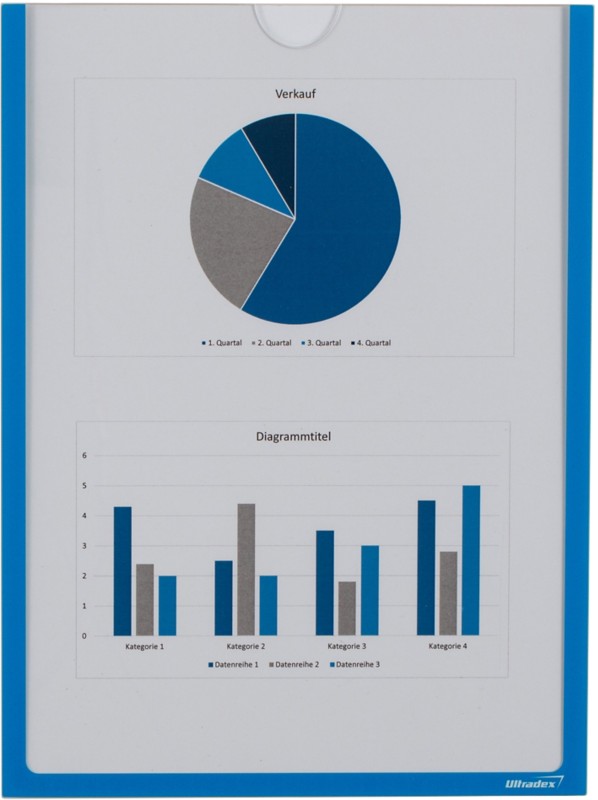 Ultradex DIN A4 Inforahmen Magnetisch Blau nicht haftend Kunststoff 920507 22,5 (B) x 30,2 (H) cm 5 Stück