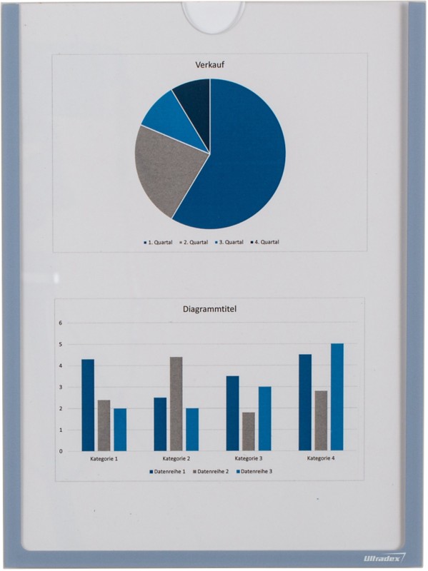 Ultradex DIN A4 Inforahmen Magnetisch Grau nicht haftend Kunststoff 920509 22,5 (B) x 30,2 (H) cm 5 Stück