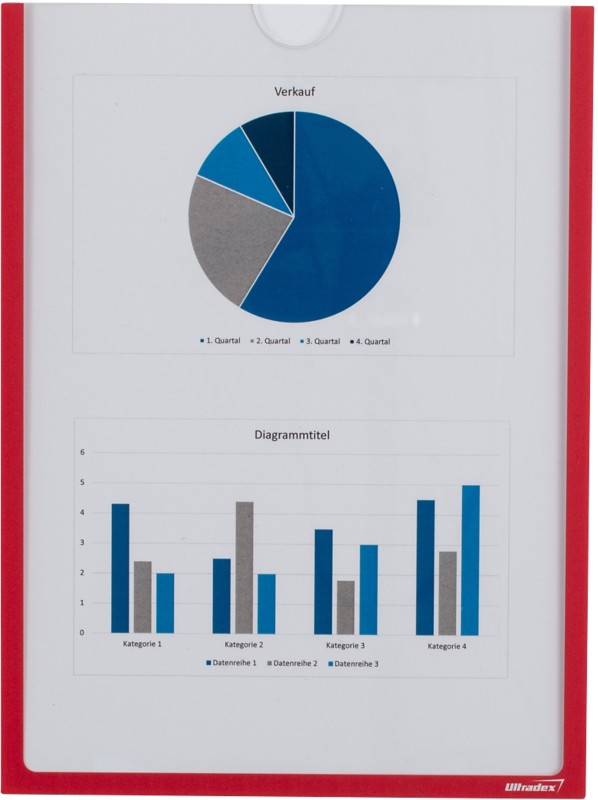 Ultradex DIN A4 Inforahmen Magnetisch Rot nicht haftend Kunststoff 920505 22,5 (B) x 30,2 (H) cm 5 Stück