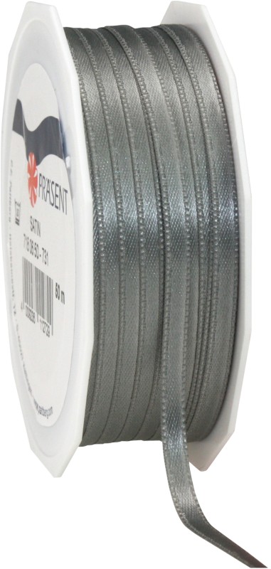 PRAESENT Doppelsatin 7180650-731 Schiefer 6 mm x 50 m 2 Stück