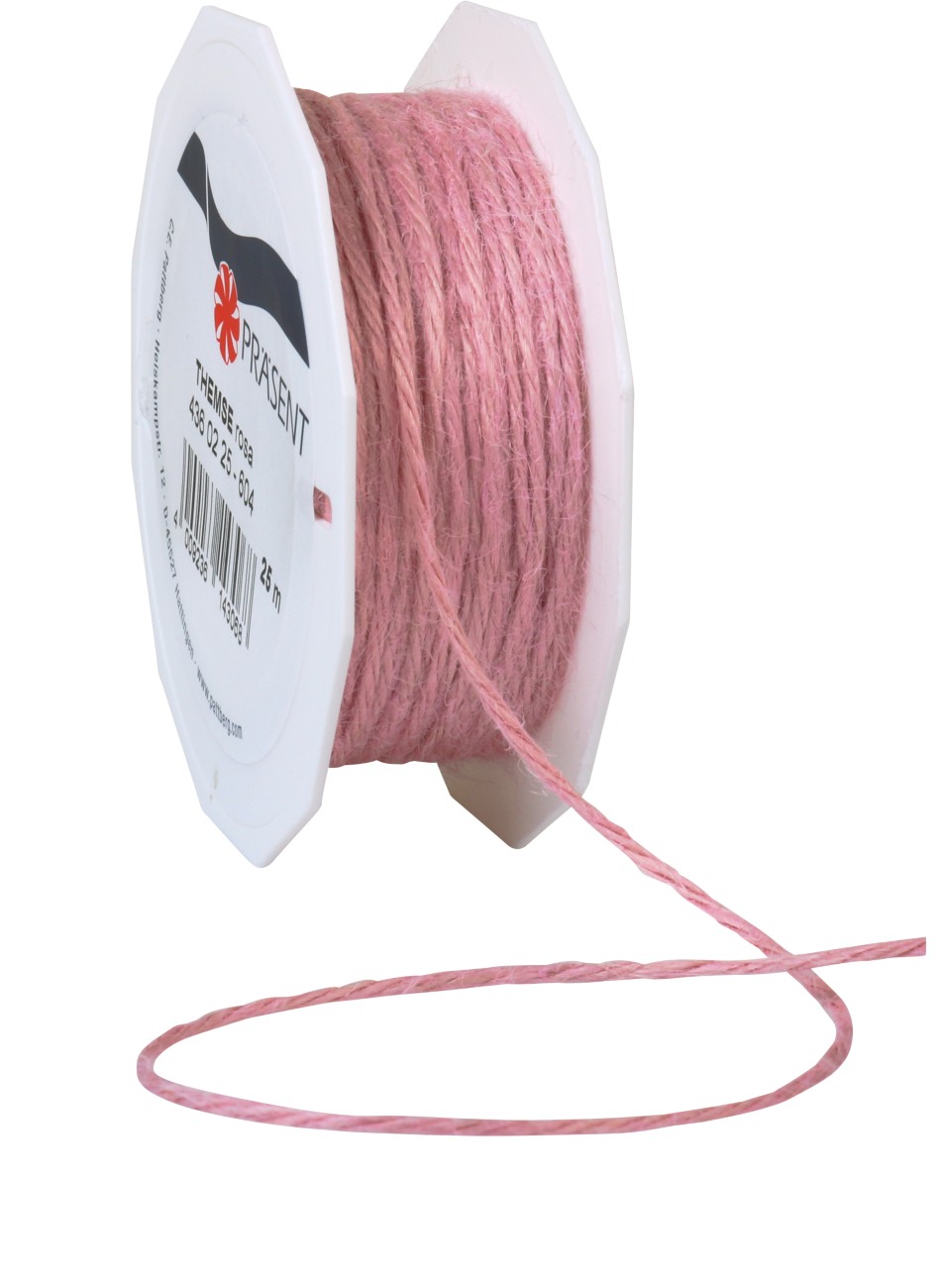 PRAESENT Kordel Jute 4360225-604 Rosa 2 mm x 25 m 2 Stück