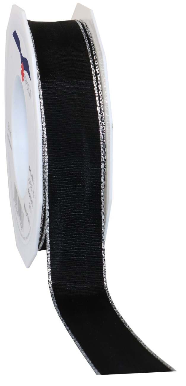 PRAESENT Seidenband 4722525-713 Schwarz 25 mm x 25 m 2 Stück