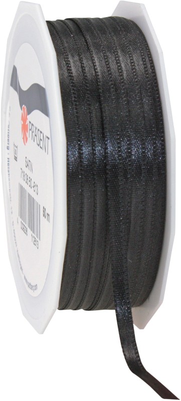 PRAESENT Doppelsatin 7180650-613 Schwarz 6 mm x 50 m 2 Stück