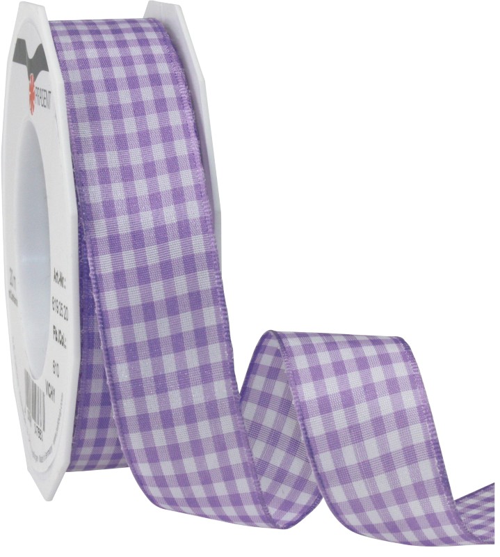 PRAESENT Motivband 6192520-610 Lavendel, Weiß 25 mm x 20 m 2 Stück