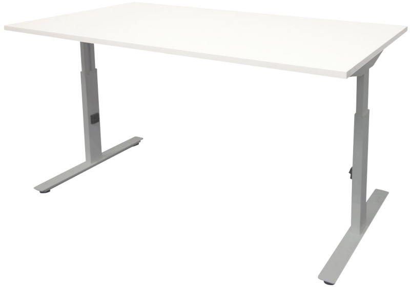 Schaffenburg Höhenverstellbar Sitz-Stehschreibtisch Rechteckig Holz Aluminium T-Fuß 1.600 x 800 x 855 mm