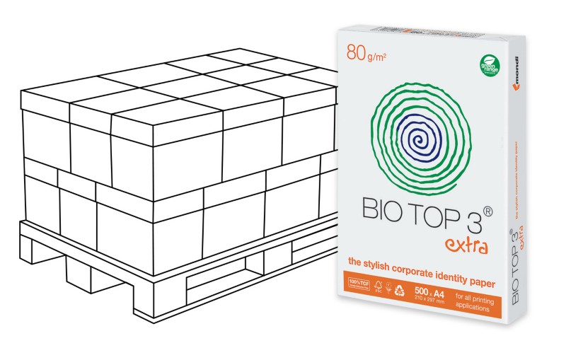 Bio Top 3 DIN A4 Druckerpapier Weiß Matt Weiß 120 Pack à 500 Blatt