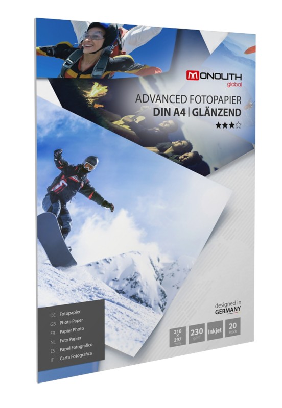 Monolith Fotopapier Glänzend DIN A4 230 g/m² Weiß 20 Blatt