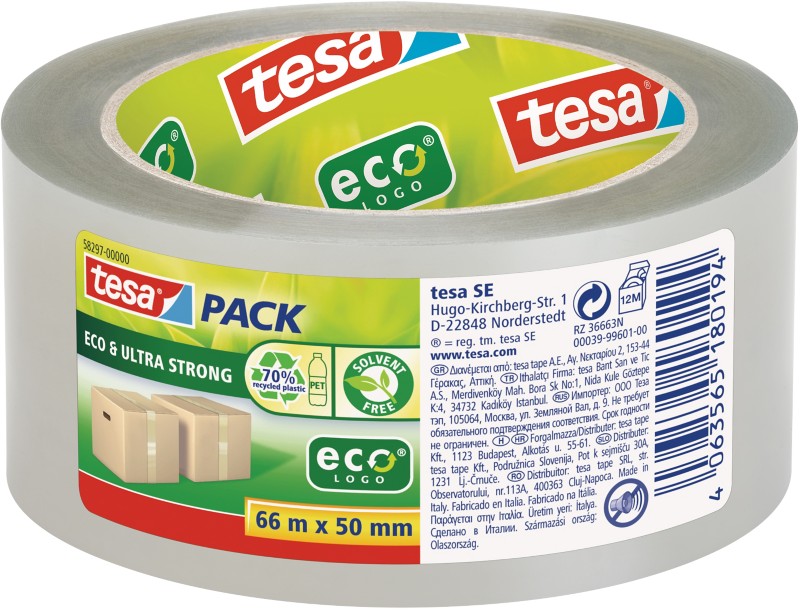 tesa Verpackungsklebeband tesapack Eco & Ultra Strong Transparent 66 m x 50 mm PET (Polyethylenterephthalat)