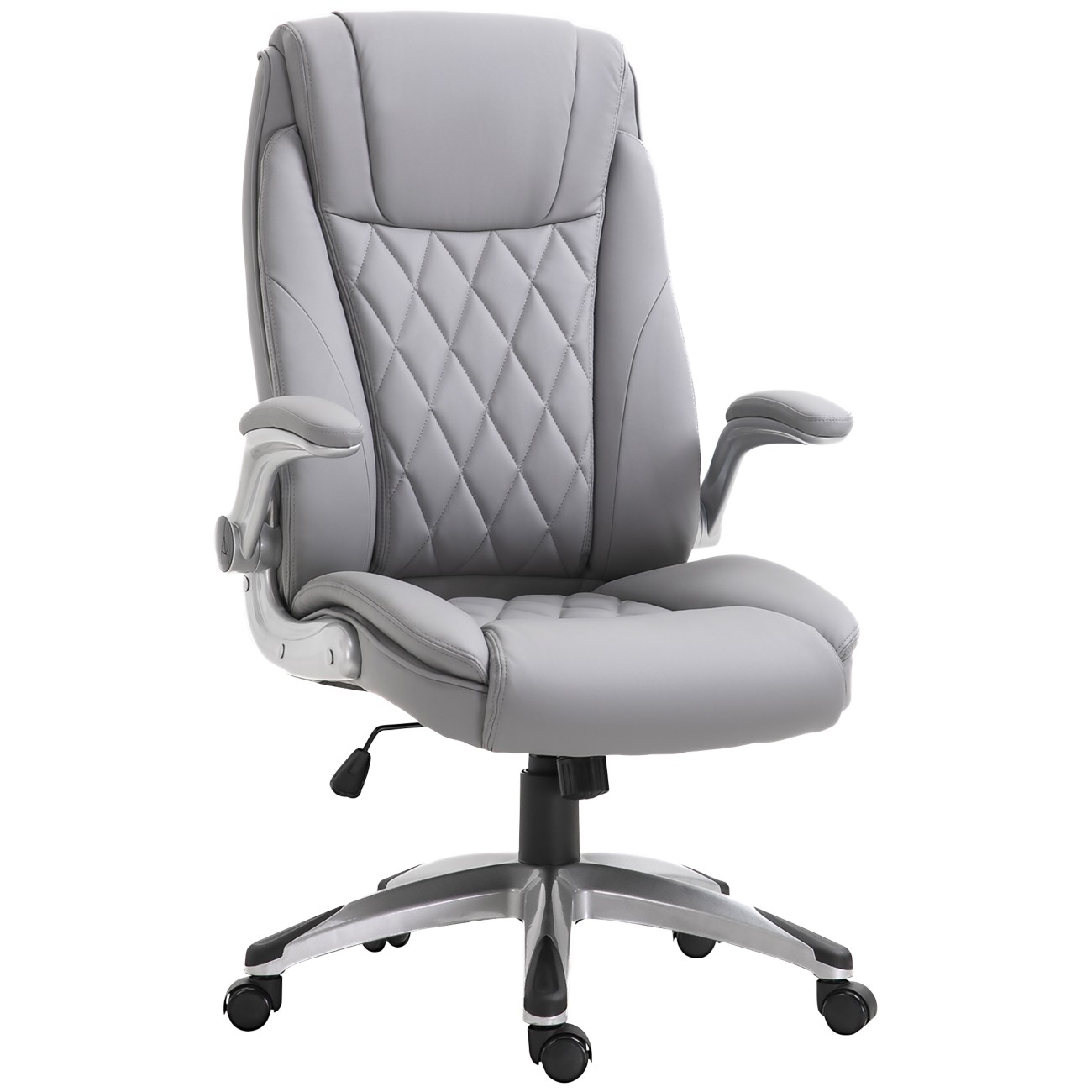 Vinsetto Executive Office Chair with Arms PU Leather Ergonomic Grey | Tilt Function, Adjustable Height, Swivel Rolling, Home Office Working - Image 7