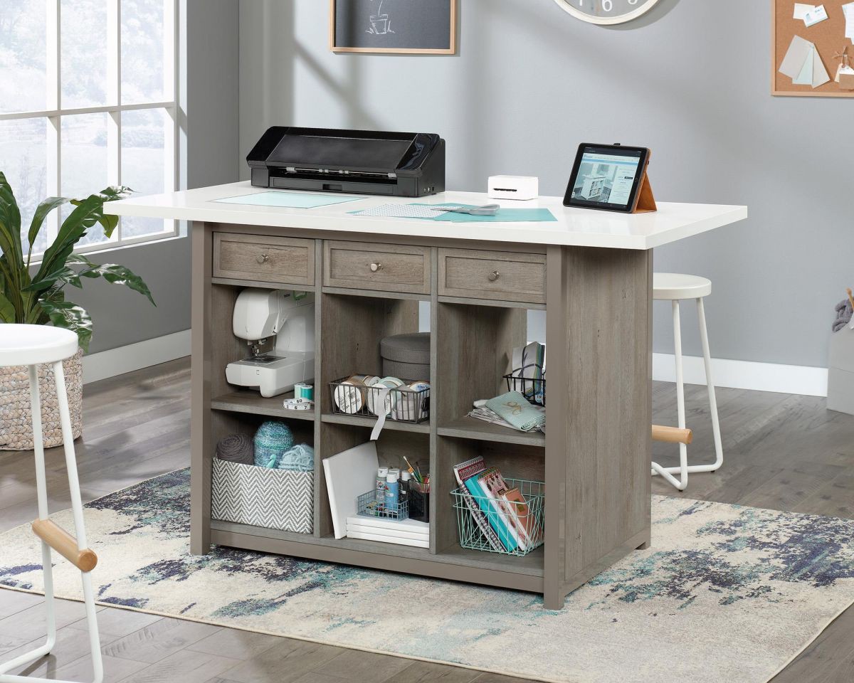 Teknik Craft Crafting Desk Rectangular White Oak Base Panel 3 Drawers 1,544 (W) X 762 (D) X 914 (H) Mm Laminated Particle Board