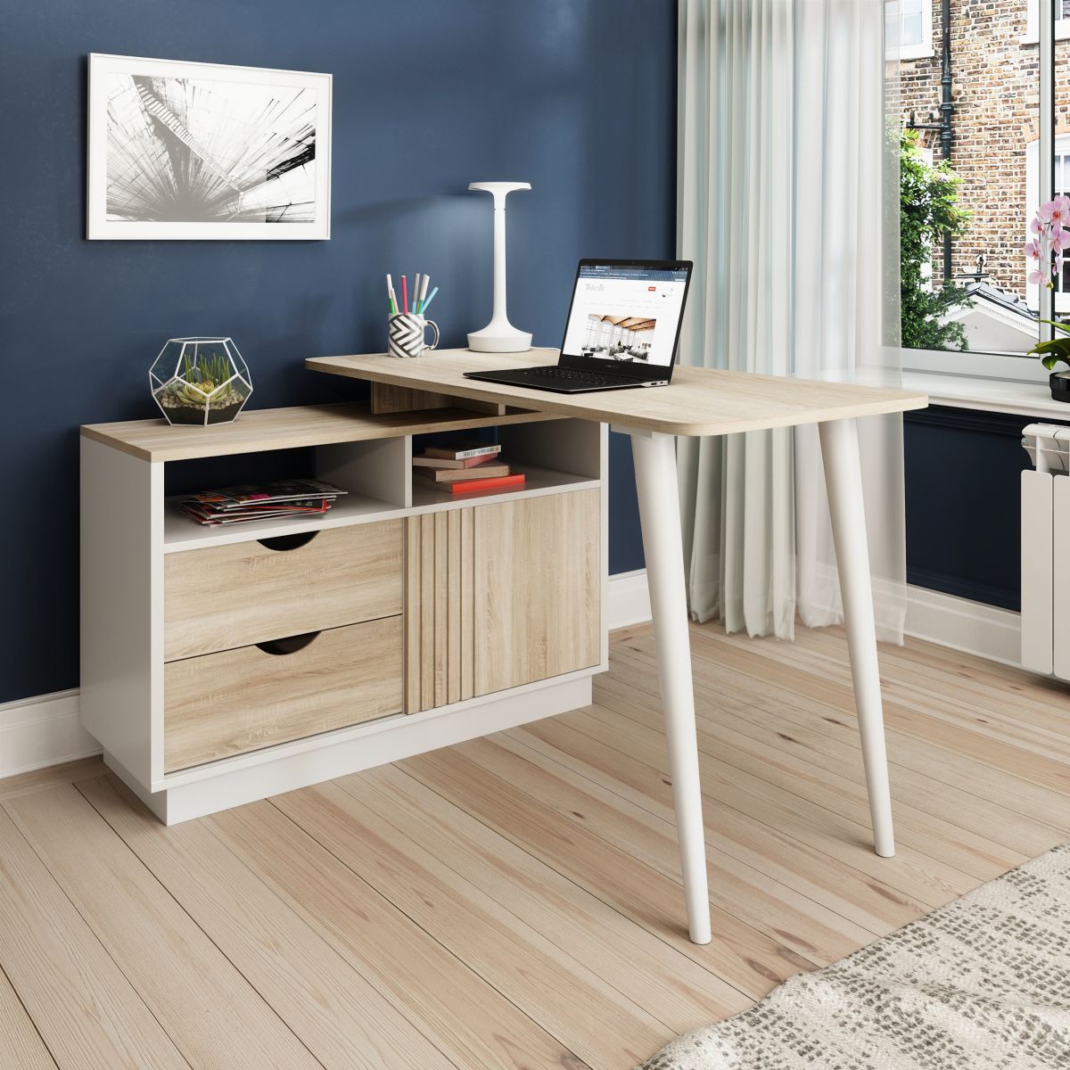 Teknik Laminated Particle Board Desk 2 Drawers 1,520 X 442 X 528 Mm White