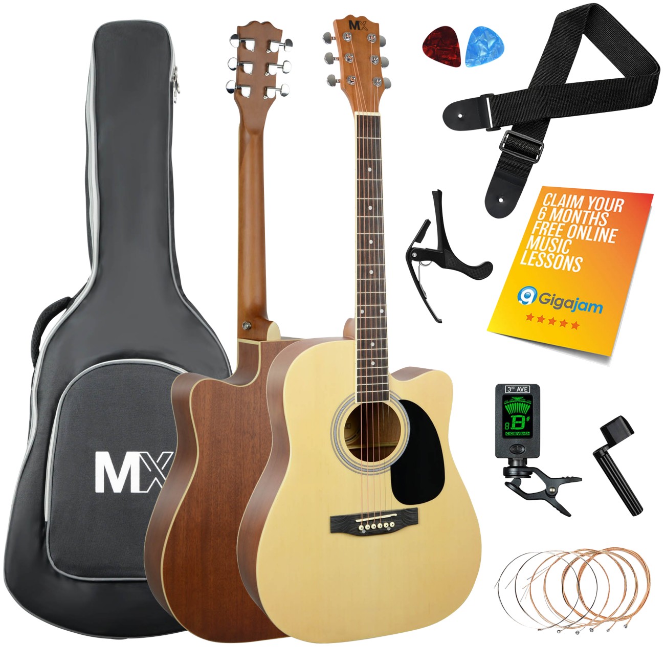 3Rd Avenue Acoustic Guitar Set Natural