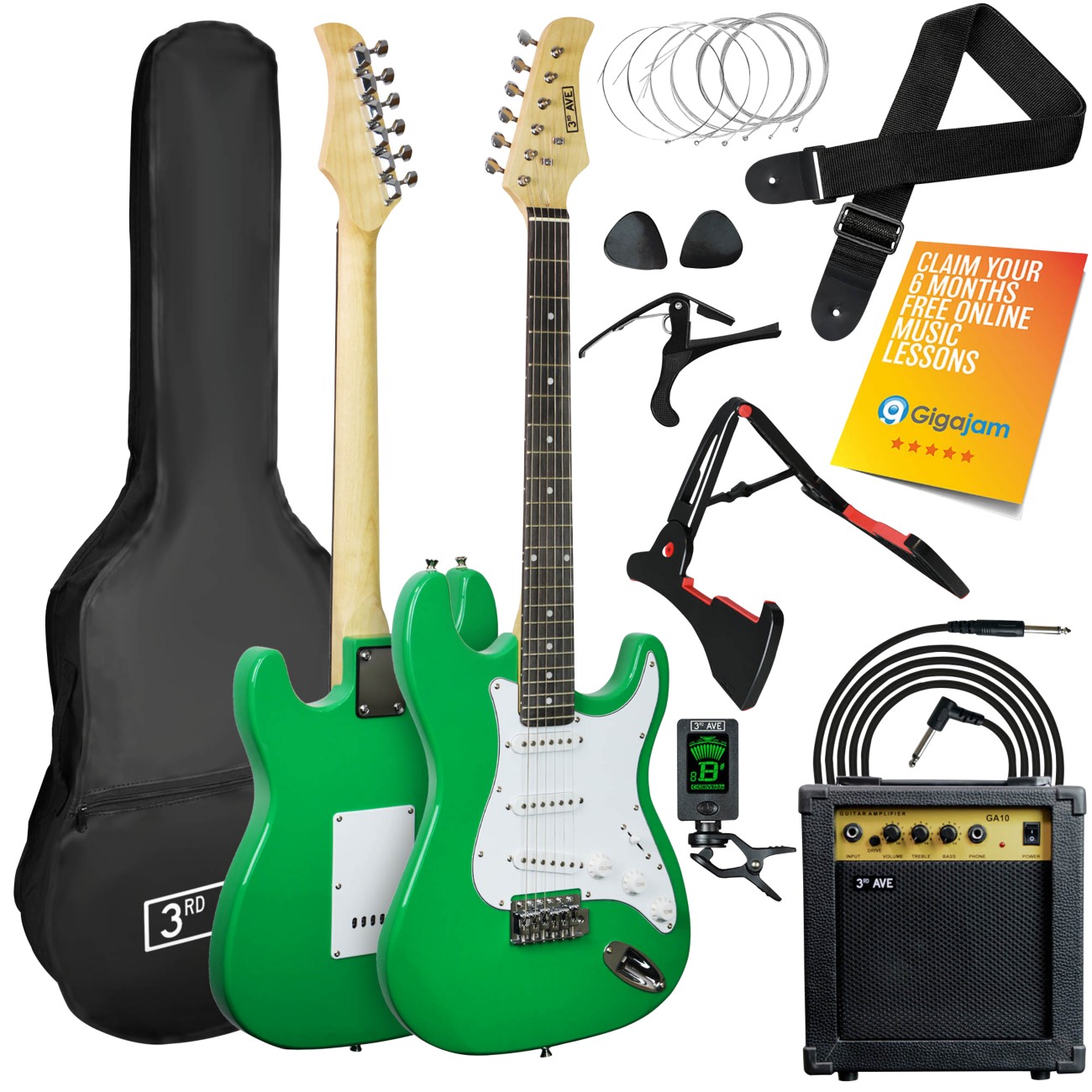 3Rd Avenue Electric Guitar Set Green