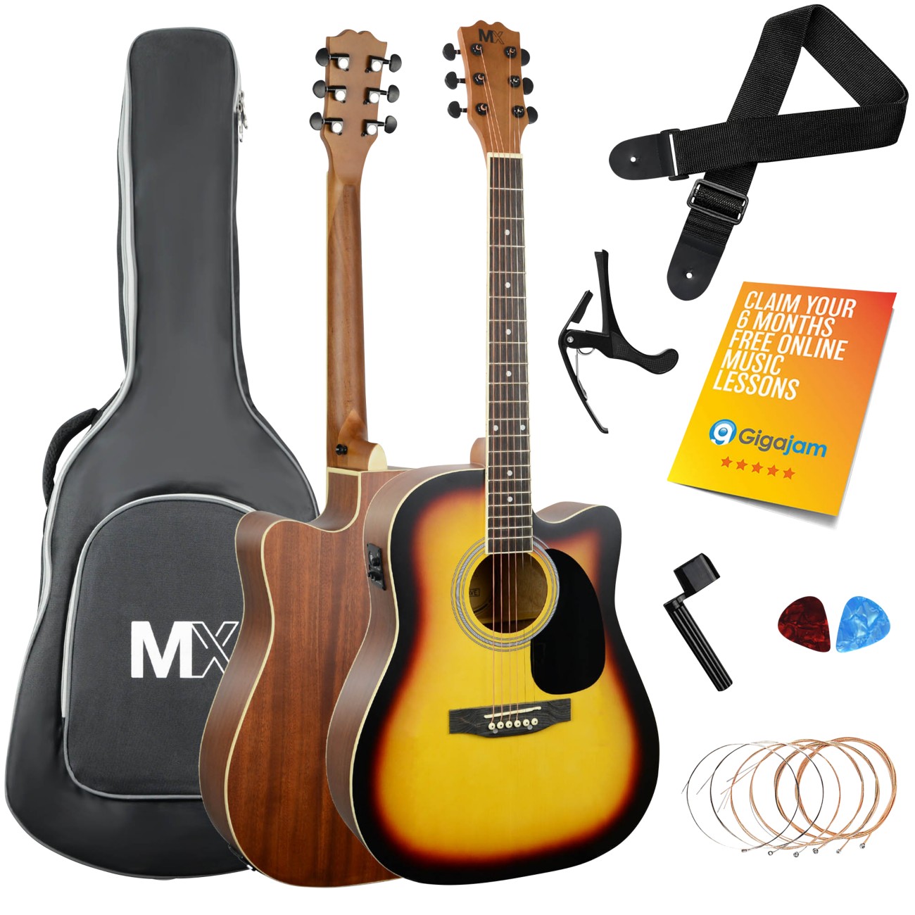 3Rd Avenue Electro-Acoustic Guitar Set Sunburst