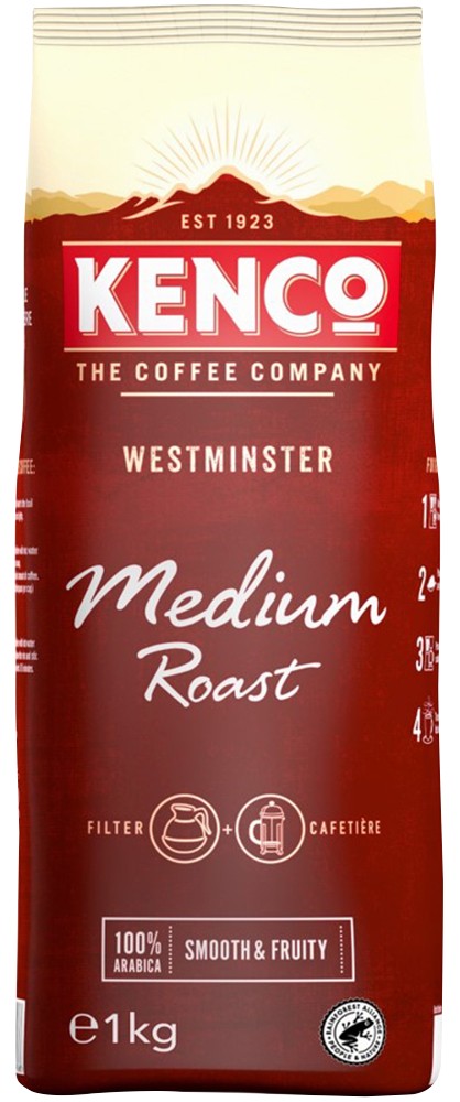 Kenco Caffeinated Ground Coffee Westminster Smooth And Fruity Flavour Medium Roast 1 Kg