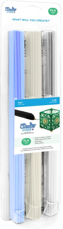 3Doodler Filament PLA (Polymilchsäure) 3 mm Transparent, Blau, Weiß PL-CLEAR-75