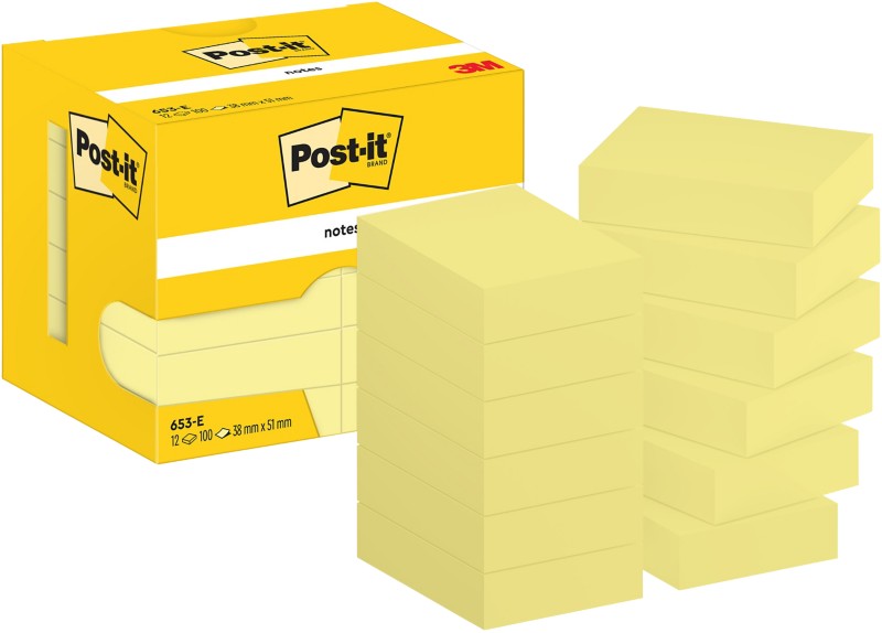 Thumbnail - Post-it Sticky Notes Haftnotizen 653-E 38 x 51 mm 100 Blatt pro Block Gelb 12 Stück