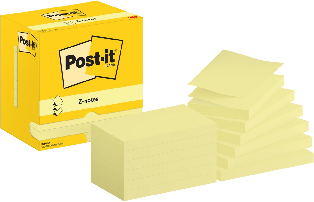 Post-it Sticky Z-Notes Haftnotizen R350 CY 67 x 127 mm 100 Blatt pro Block 12 Stück
