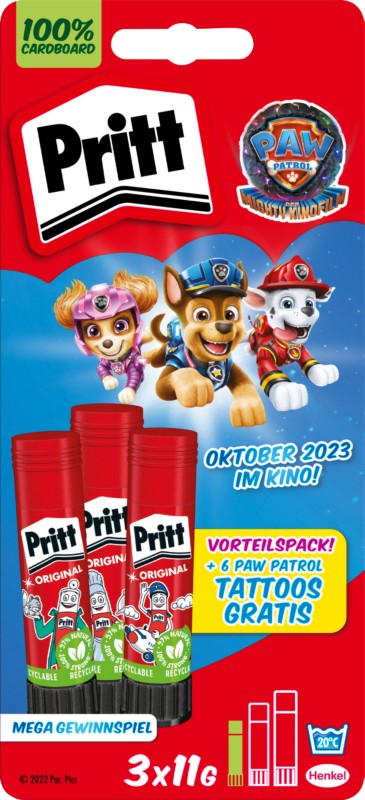 Pritt Klebestift Paw Patrol 33 g Transparent 2892634 3 Stück à 11 g