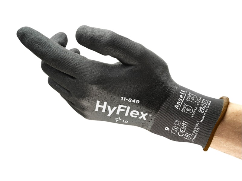 Ansell HyFlex Mechanical Protection Arbeitshandschuhe Schaum, Nitril Größe 10 Schwarz 12 Paar