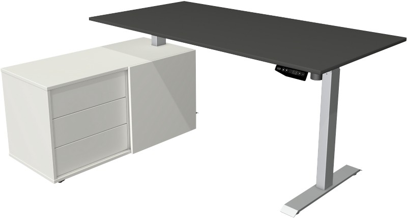 Kerkmann Move 1 Sitz-Stehschreibtisch Rechteckig Anthrazit T-Fuß 3 Schübe 1.650 (B) x 1.350 (T) x 1.230 (H) mm Melamin, ...