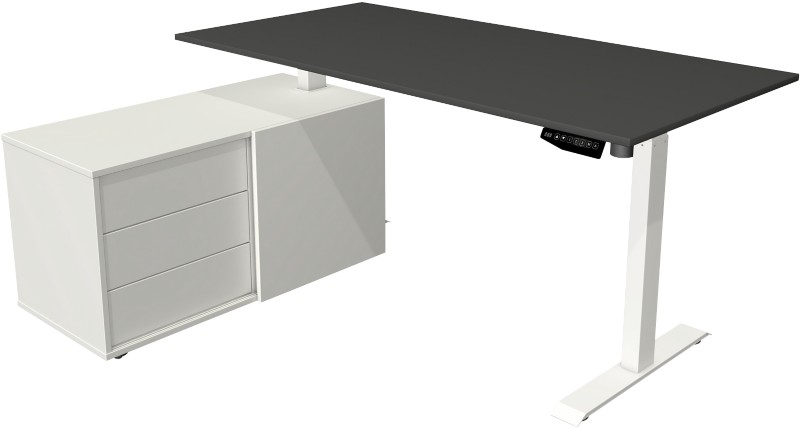 Kerkmann Move 1 Sitz-Stehschreibtisch Rechteckig Anthrazit T-Fuß 3 Schübe 1.650 (B) x 1.350 (T) x 1.230 (H) mm Melamin, ...