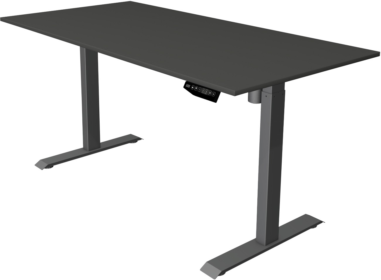 Kerkmann Move 1 Sitz-Stehschreibtisch Rechteckig Anthrazit T-Fuß 1.600 (B) x 800 (T) x 1.230 (H) mm Melamin, Stahl