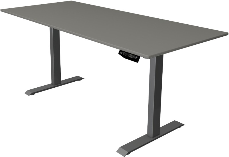 Thumbnail - Kerkmann Move 1 Sitz-Stehschreibtisch Rechteckig Graphit T-Fuß 1.800 (B) x 800 (T) x 1.230 (H) mm Melamin, Stahl