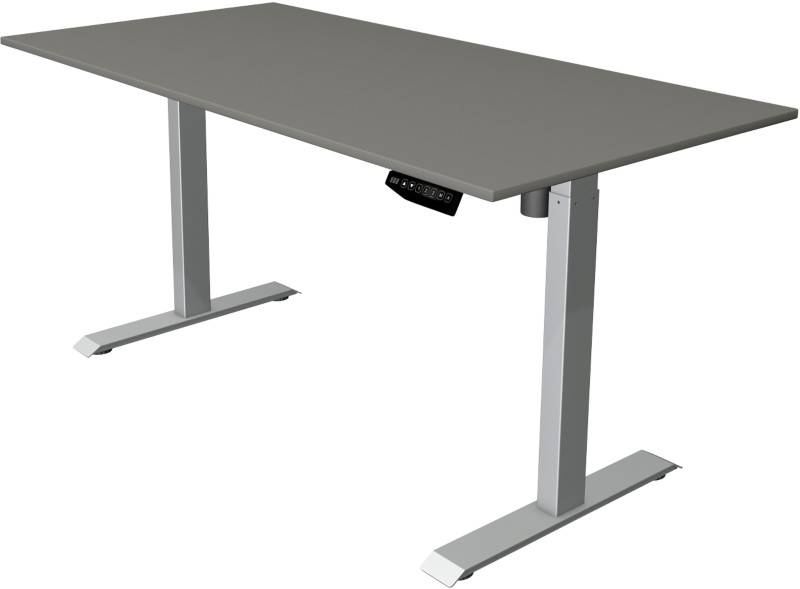 Kerkmann Move 1 Sitz-Stehschreibtisch Rechteckig Graphit T-Fuß 1.600 (B) x 800 (T) x 1.230 (H) mm Melamin, Stahl