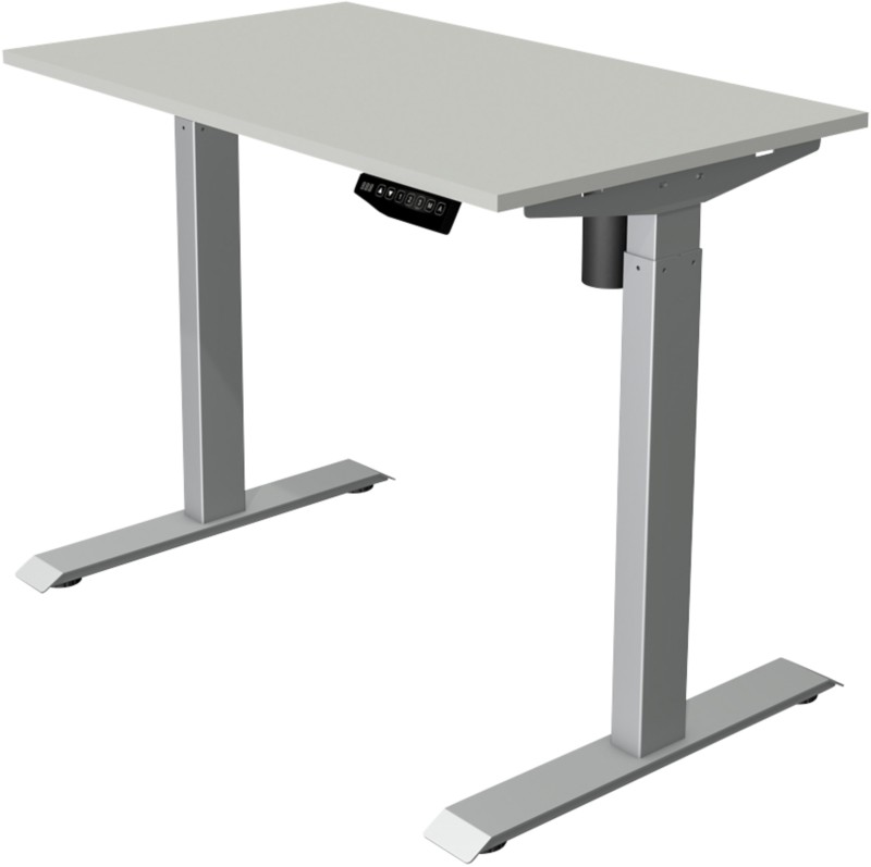 Kerkmann Move 1 Sitz-Stehschreibtisch Rechteckig Hellgrau T-Fuß 1.000 (B) x 600 (T) x 1.230 (H) mm Melamin, Stahl
