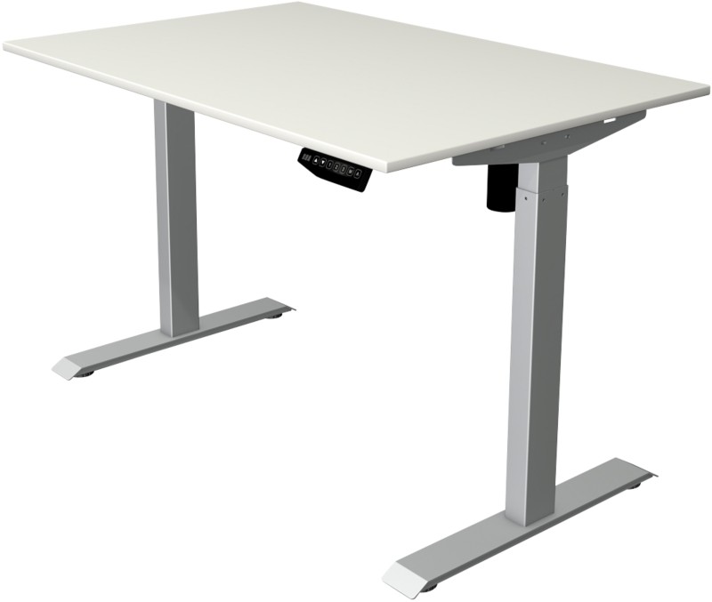Kerkmann Move 1 Sitz-Stehschreibtisch Rechteckig Weiß T-Fuß 1.200 (B) x 800 (T) x 1.230 (H) mm Melamin, Stahl